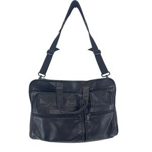 Tumi Briefcase Leather Black Laptop Bag Business Messenger Carry On Travel